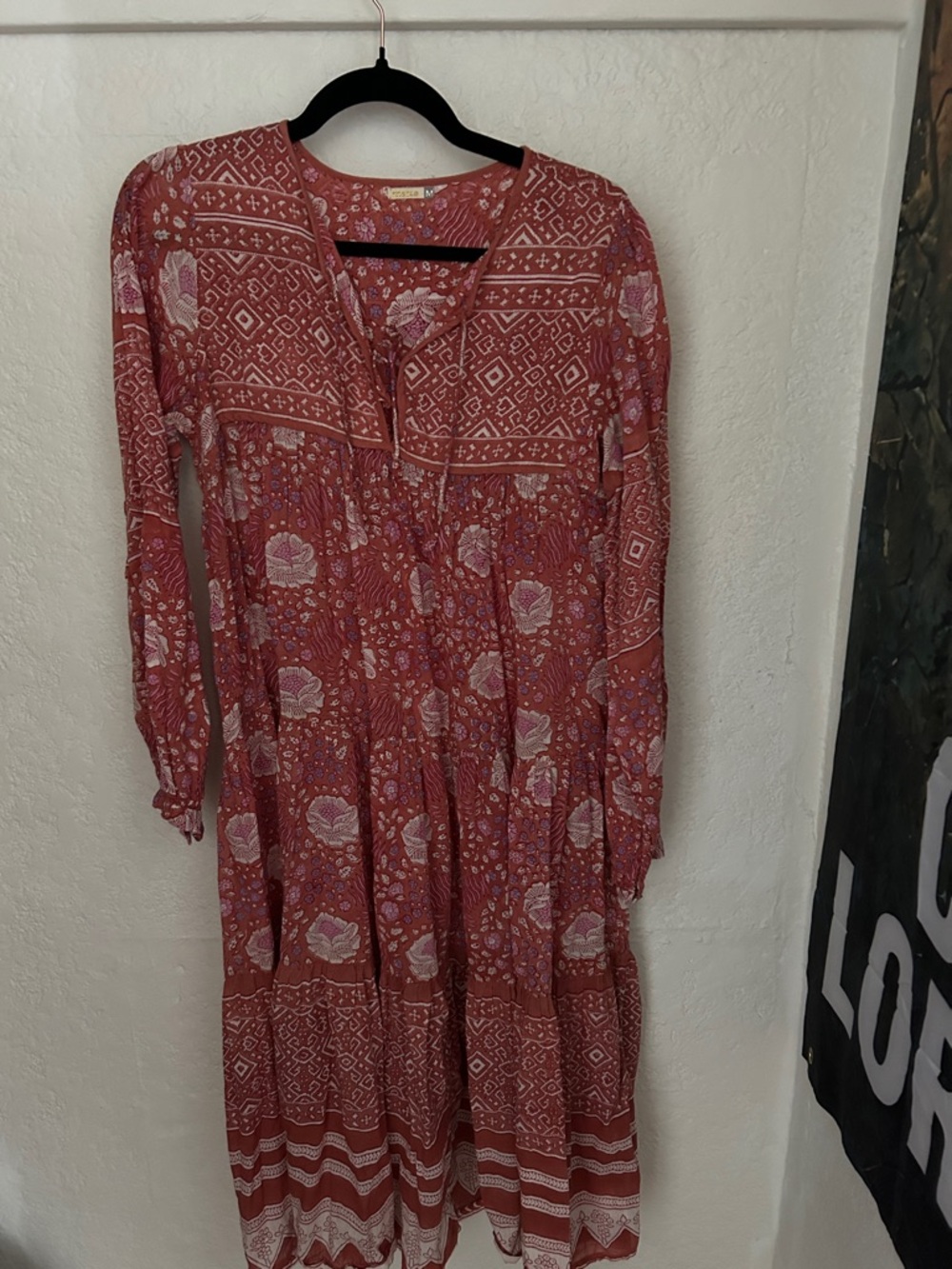 Matta Red and White Long Sleeve Dress